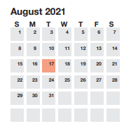 District School Academic Calendar for Northwest Middle for August 2021