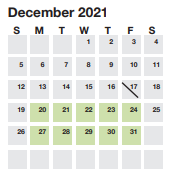 District School Academic Calendar for Alexander Elementary for December 2021