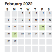 District School Academic Calendar for Sterling School for February 2022