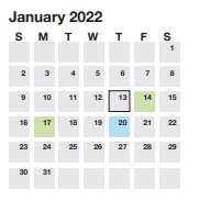 District School Academic Calendar for Fountain Inn Elementary for January 2022