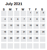 District School Academic Calendar for Gateway Elementary for July 2021