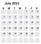 District School Academic Calendar for Wade Hampton Hi for July 2021