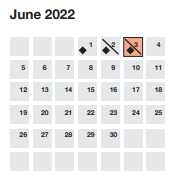 District School Academic Calendar for Hillcrest Middle for June 2022