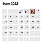 District School Academic Calendar for Eastside Hi for June 2022