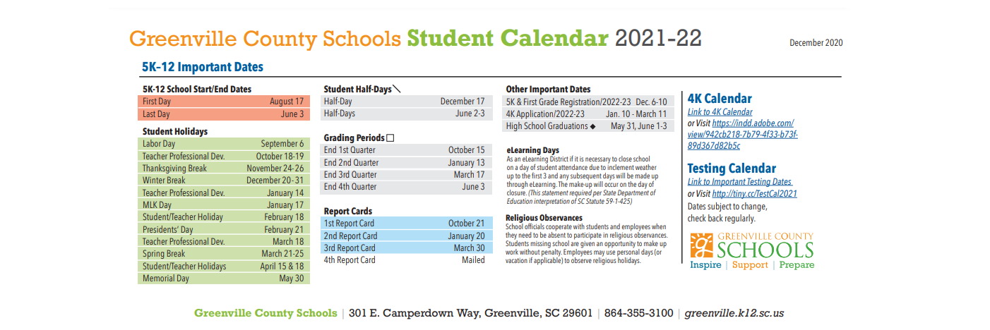 District School Academic Calendar Key for Lake Forest Elementary