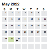 District School Academic Calendar for Tigerville Elementary for May 2022