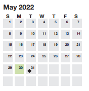 District School Academic Calendar for Eastside Hi for May 2022