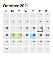 District School Academic Calendar for Golden Strip Voc Ctr for October 2021