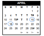 District School Academic Calendar for Gregory-portland H S for April 2022