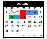 District School Academic Calendar for East Cliff El for August 2021