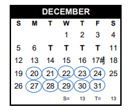 District School Academic Calendar for Clark El for December 2021