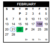 District School Academic Calendar for Gregory-portland H S for February 2022