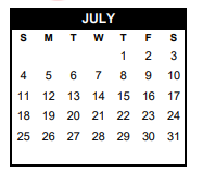 District School Academic Calendar for East Cliff El for July 2021