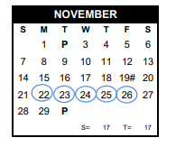 District School Academic Calendar for Gregory-portland J H for November 2021