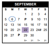 District School Academic Calendar for Gregory-portland J H for September 2021
