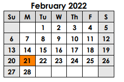 District School Academic Calendar for Alter Learning Ctr for February 2022