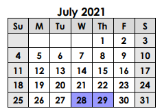 District School Academic Calendar for Groesbeck Middle for July 2021