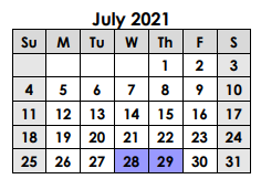 District School Academic Calendar for Alter Learning Ctr for July 2021