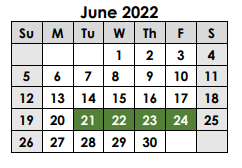 District School Academic Calendar for Groesbeck High School for June 2022