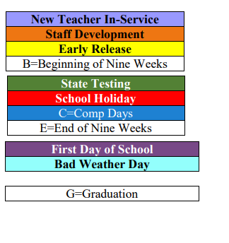 District School Academic Calendar Legend for Groesbeck High School