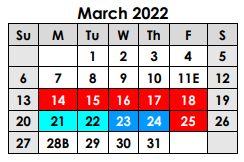District School Academic Calendar for Groesbeck Middle for March 2022
