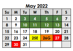 District School Academic Calendar for Groesbeck Middle for May 2022