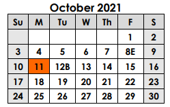 District School Academic Calendar for Alter Learning Ctr for October 2021