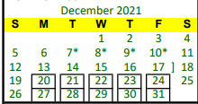 District School Academic Calendar for Groveton J H-h S for December 2021