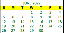 District School Academic Calendar for Groveton J H-h S for June 2022
