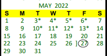 District School Academic Calendar for Groveton J H-h S for May 2022