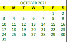 District School Academic Calendar for Groveton J H-h S for October 2021