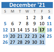 District School Academic Calendar for Gunter High School for December 2021