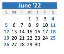 District School Academic Calendar for Gunter High School for June 2022