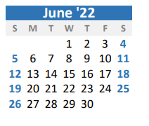 District School Academic Calendar for Grayson Co Co-op for June 2022