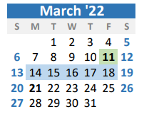 District School Academic Calendar for Gunter Elementary for March 2022
