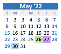 District School Academic Calendar for Collinsville Aep for May 2022