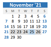 District School Academic Calendar for Gunter Middle for November 2021