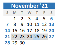 District School Academic Calendar for Collinsville Aep for November 2021