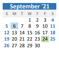 District School Academic Calendar for Gunter Elementary for September 2021
