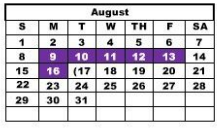 District School Academic Calendar for Hale Co J J A E P for August 2021