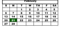 District School Academic Calendar for Hale Co J J A E P for February 2022