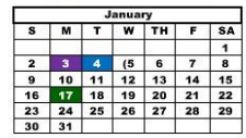 District School Academic Calendar for Hale Co J J A E P for January 2022
