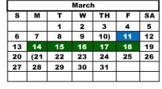 District School Academic Calendar for Hale Co J J A E P for March 2022