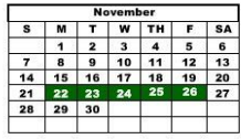 District School Academic Calendar for Hale Co J J A E P for November 2021