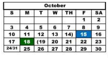 District School Academic Calendar for Hale Co J J A E P for October 2021