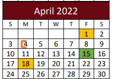 District School Academic Calendar for Hallettsville Elementary for April 2022