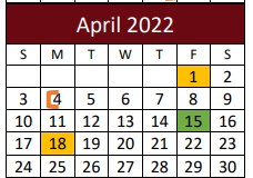 District School Academic Calendar for G O A L S Program for April 2022