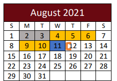 District School Academic Calendar for G O A L S Program for August 2021