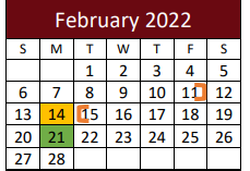 District School Academic Calendar for Hallettsville High School for February 2022