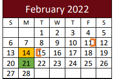 District School Academic Calendar for Dewitt-lavaca Special Ed Co-op for February 2022